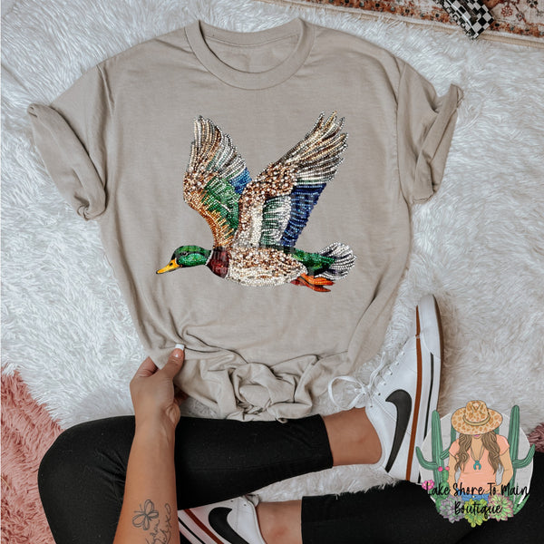 Faux rhinestone mallard tee
