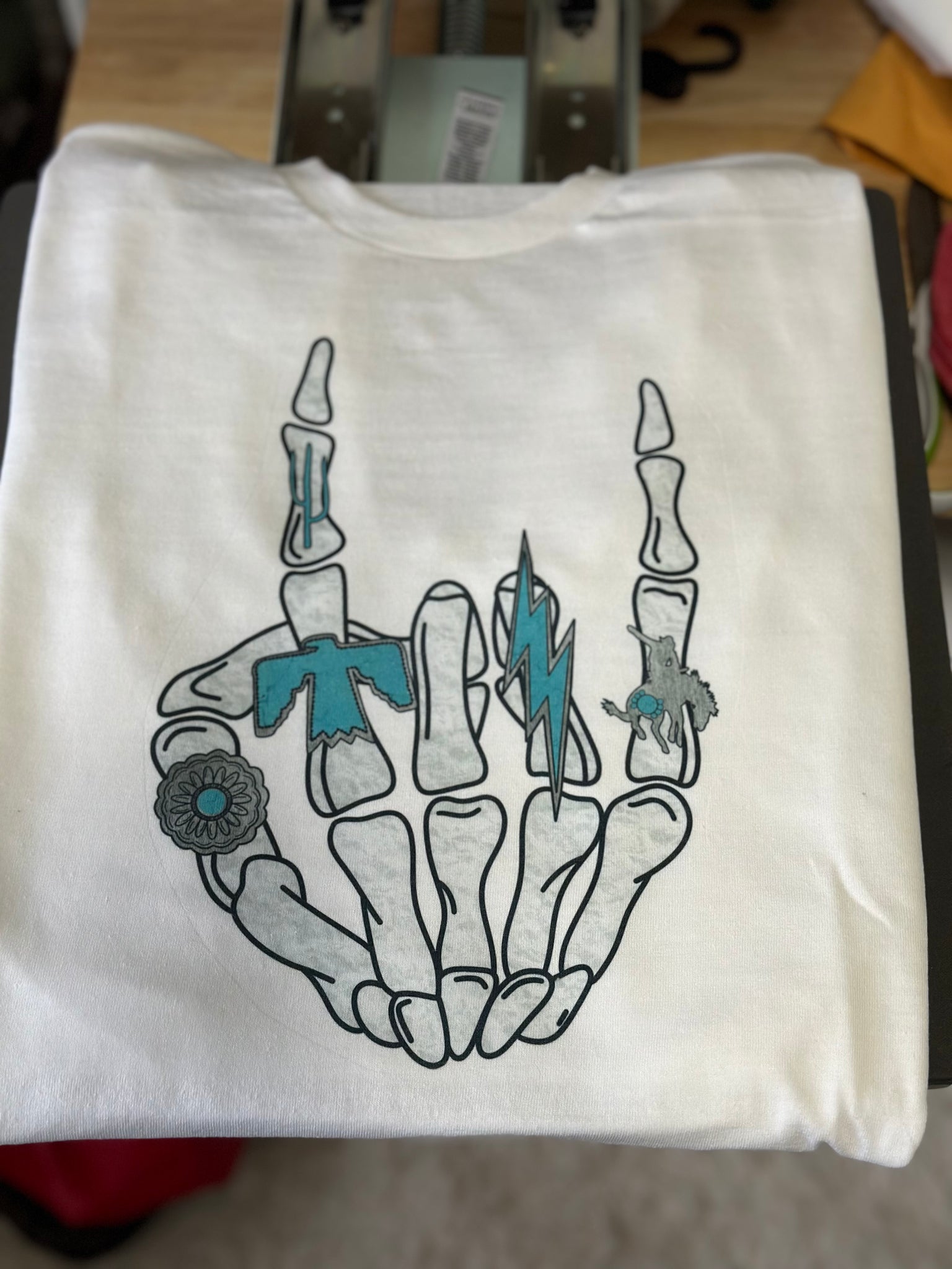 Turquoise skelly shirt