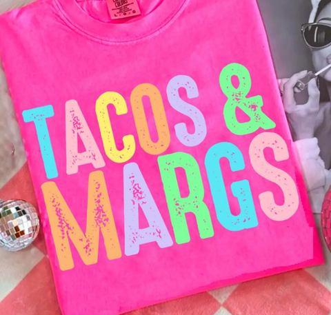 Tacos & Margs neon tee