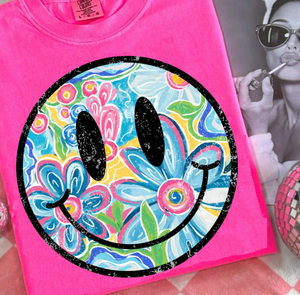 Smiley floral summertime tee