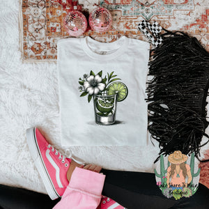 Floral shot glass tee