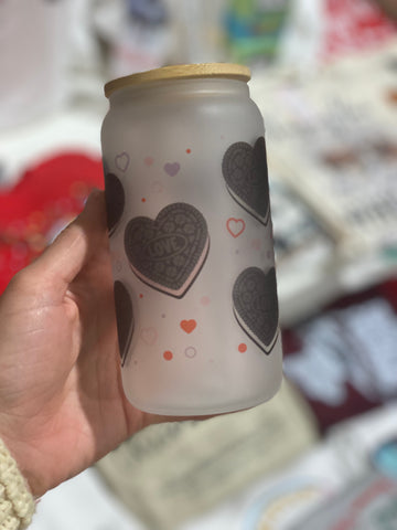 Oreo hearts glass can